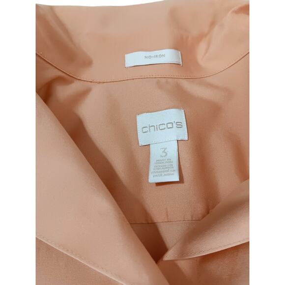 CHICO'S 3 No Iron Shirt Blouse Top Career Casual Professional 16 XL Peach Orange - Picture 3 of 8